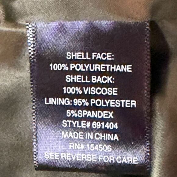 COLLEEN LOPEZ Women’s Green Camo Faux Leather Moto Jacket Size Large - Picture 6 of 7